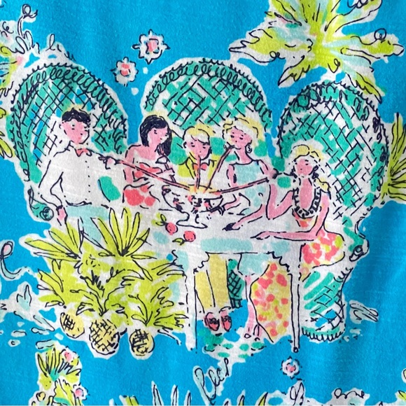 Lilly Pulitzer Jungle Glam Blue Toile Print Tropical Tee Top Size XS - Picture 2 of 12